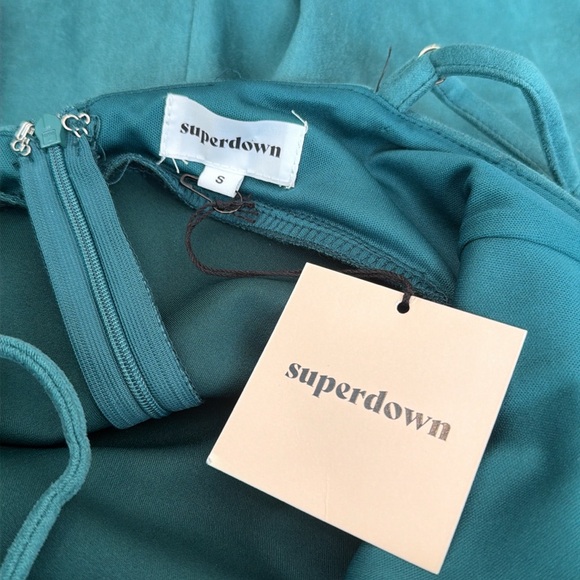 Superdown x Revolve Carrie Faux Suede Mini Dress Emerald Green Small Christmas - Picture 7 of 8